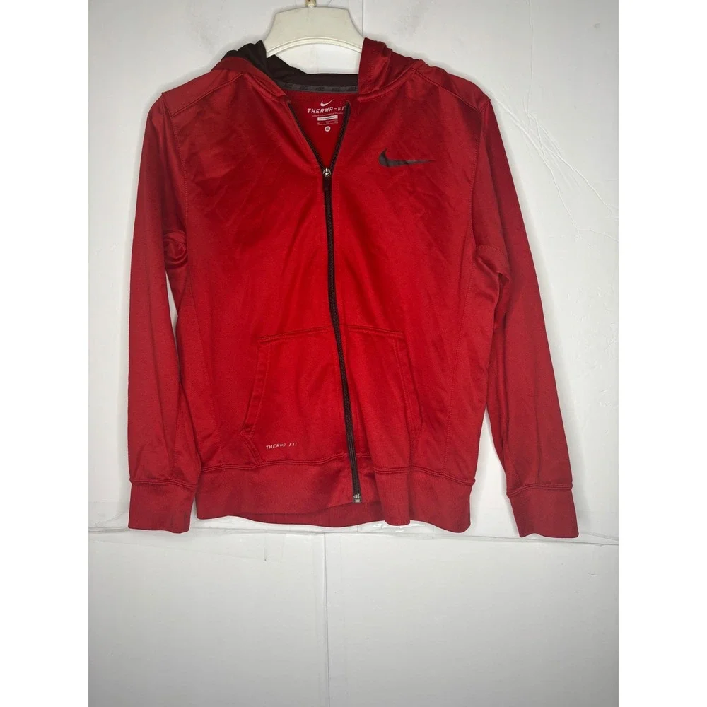 Nike‎ Therma-FIT Full Zip Hoodie Red Black Mens XL 716880-687 Sweatshirt